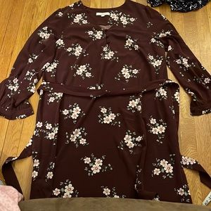 LOFT • nwot long sleeve straight hem tie front dress • size 16